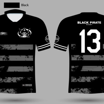 Black Pirate Rugby Collared Jersey